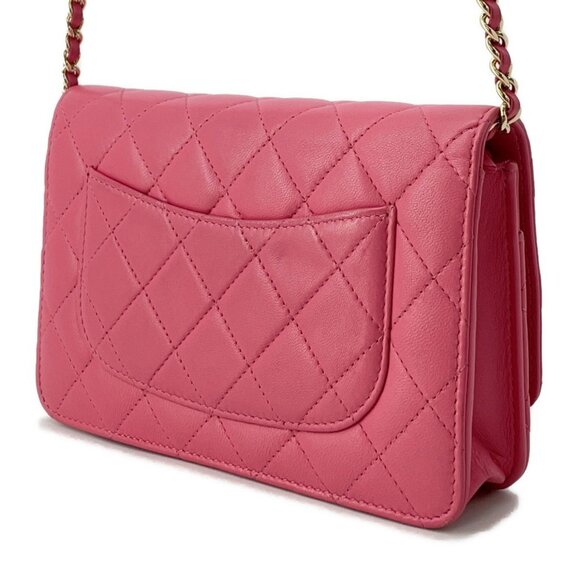 CHANEL Authentic Pink Lambskin Leather Logo Wallet - Picture 2 of 16